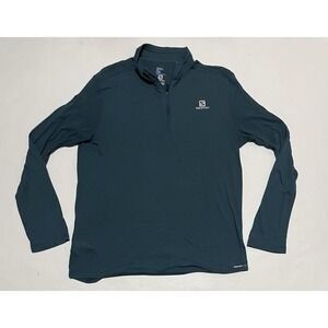 Salomon Advanced Skin Mens XL Teal 1/4 Zip Performance Active Dry Pullover
